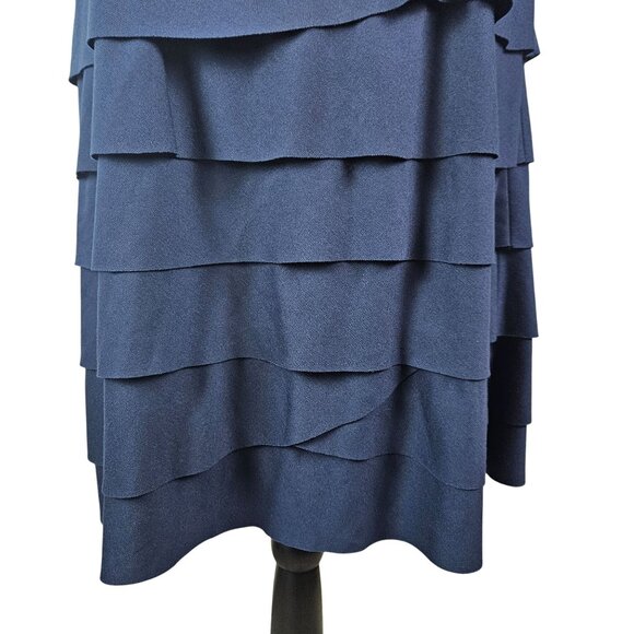S.L. Fashions Womens Navy Tiered Ruffle Dress Size 16 Elegant Party Formal Eveni - Picture 7 of 9